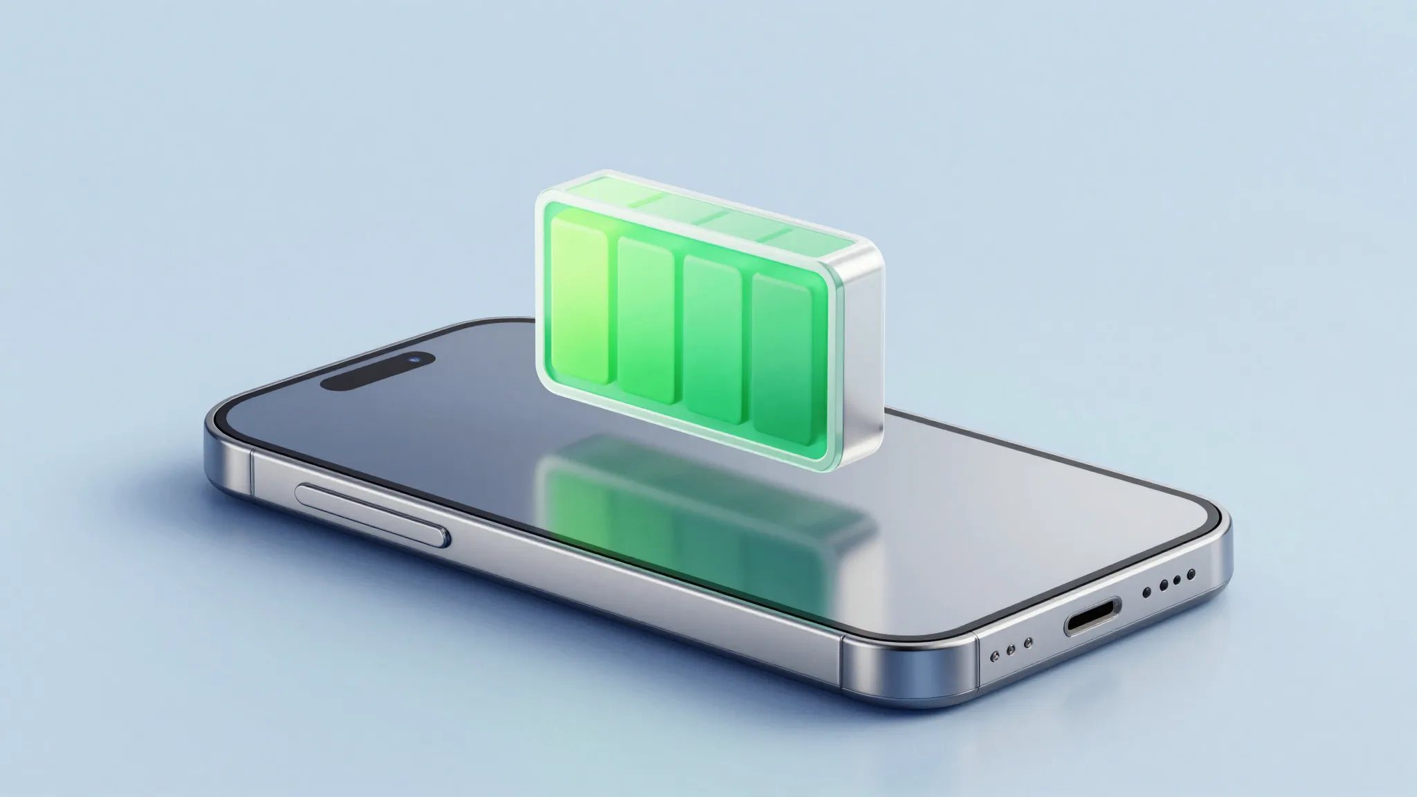 Watercolor style. A 3D render of a sleek smartphone with a g...
