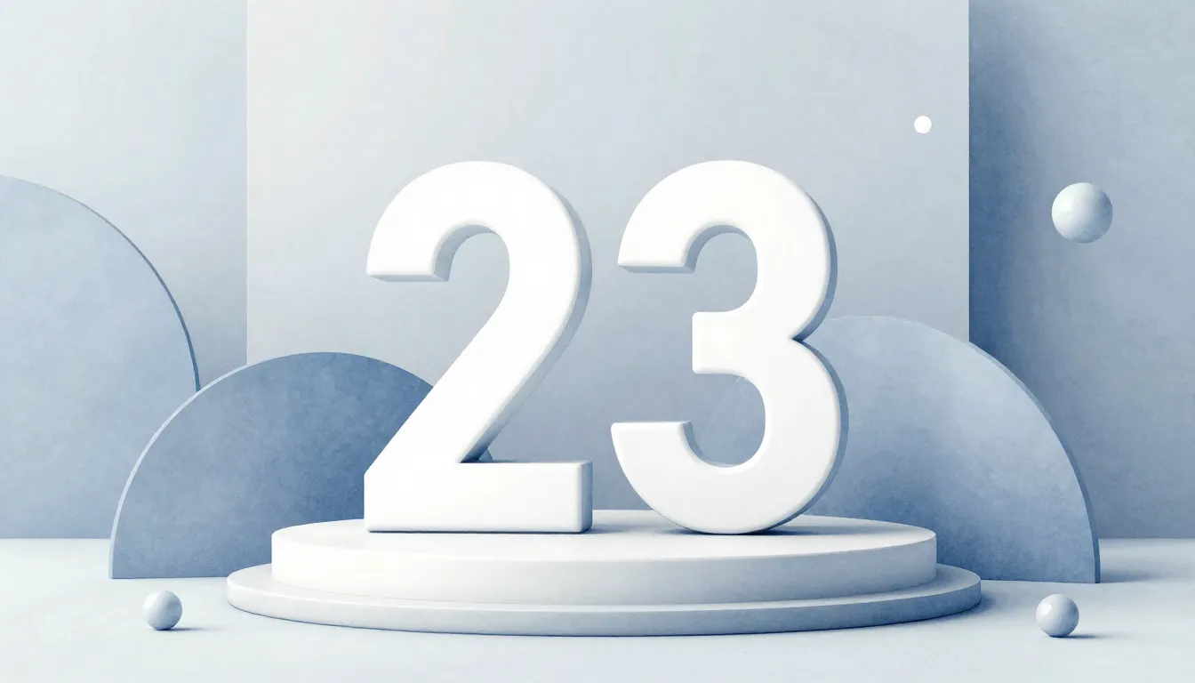 Watercolor style. Minimalist 3D render of a large number 23 ...