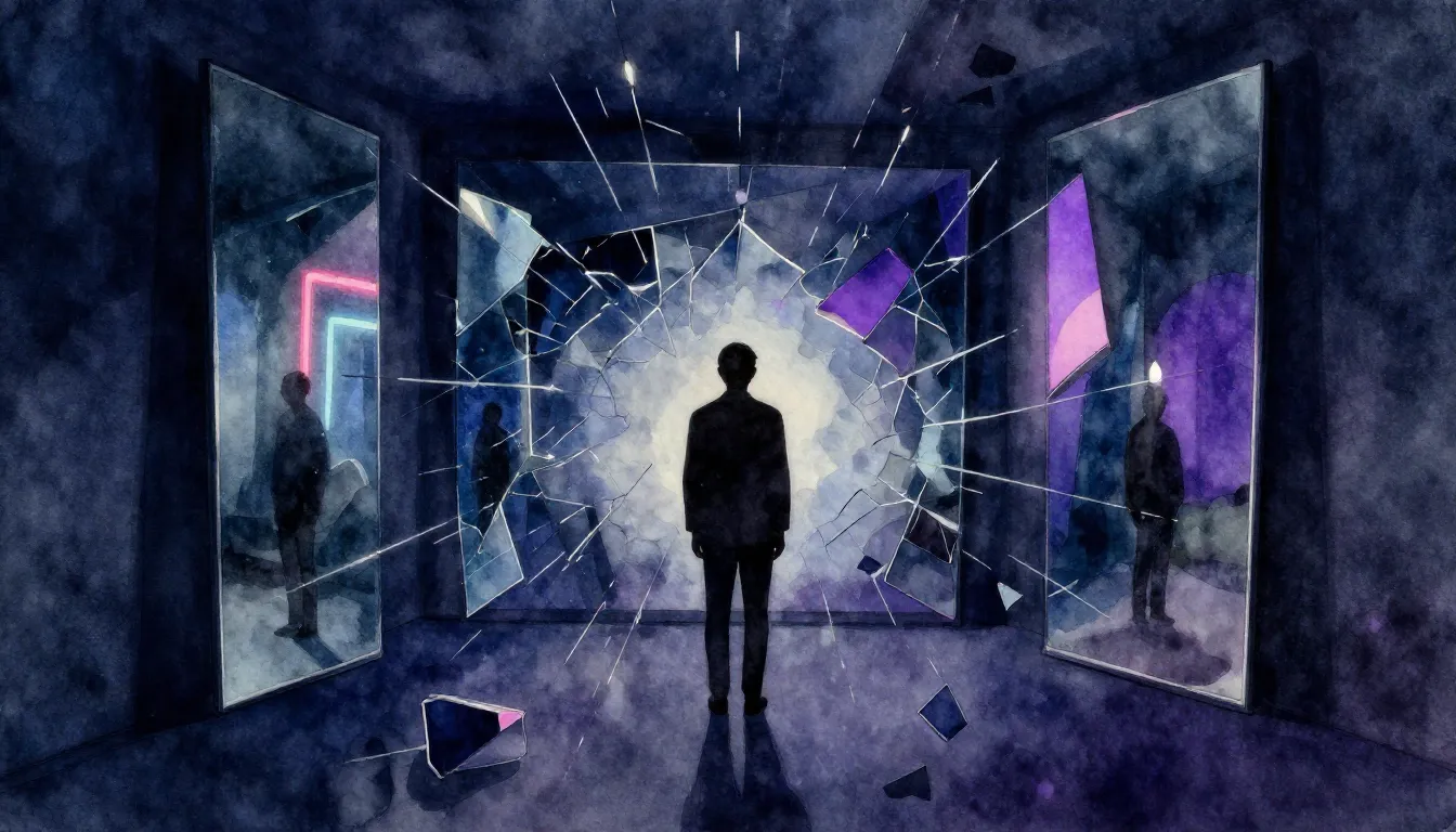 Watercolor style. Silhouette of a lonely figure standing in ...