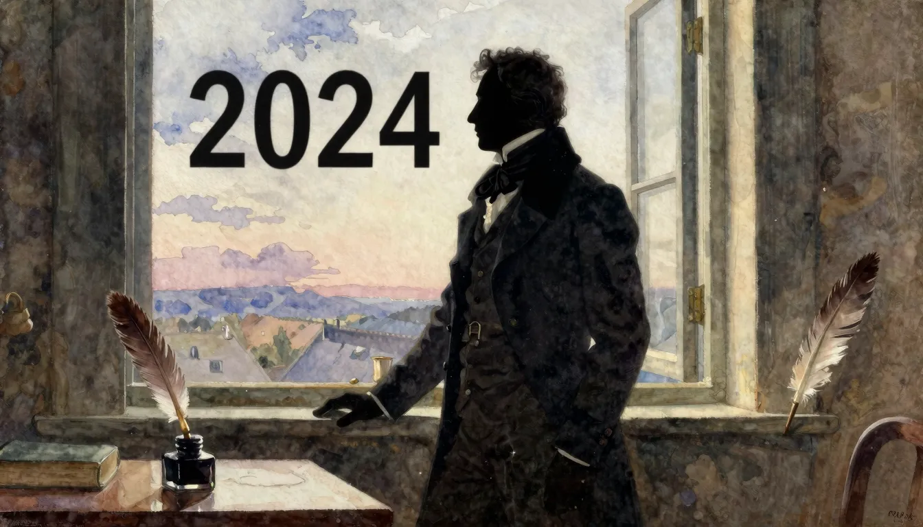 Watercolor style. Silhouette of a man in a 19th-century froc...