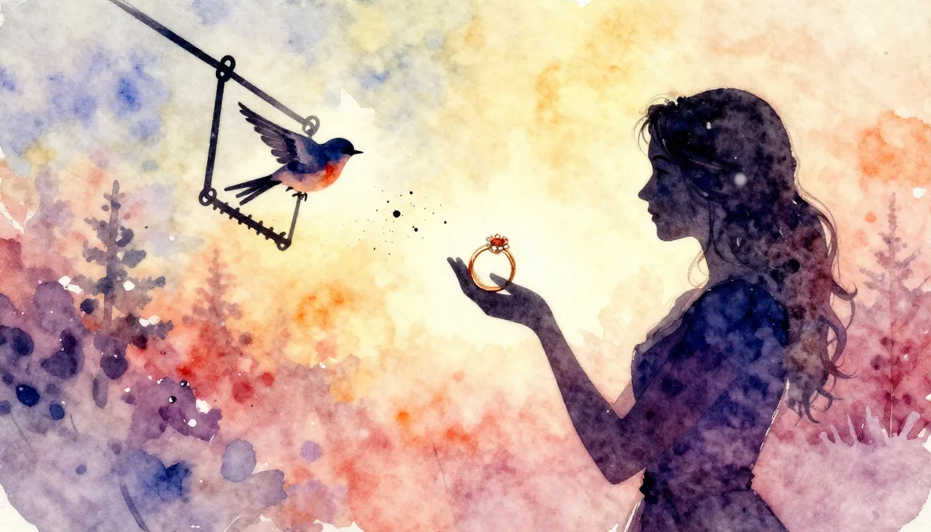 Vibrant watercolor style. Folk song album cover: winter, a w...