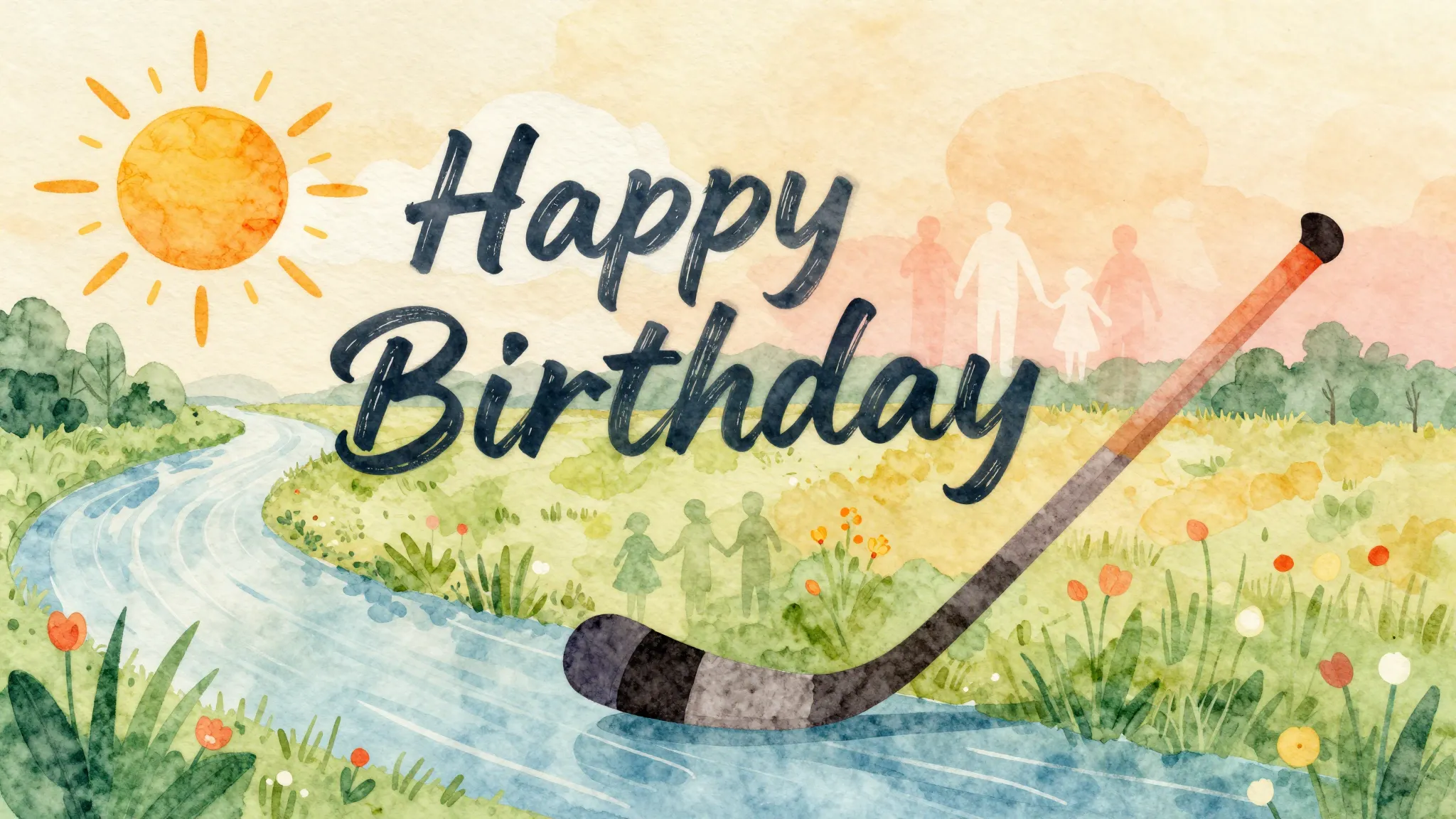 Vibrant watercolor style. Birthday greeting song cover art. ...