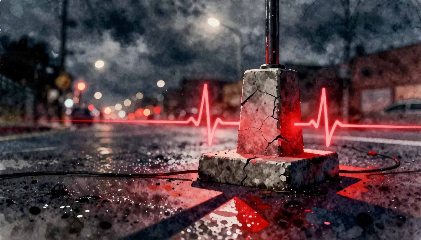 Vibrant watercolor style. A gritty, low-angle shot of a crac...