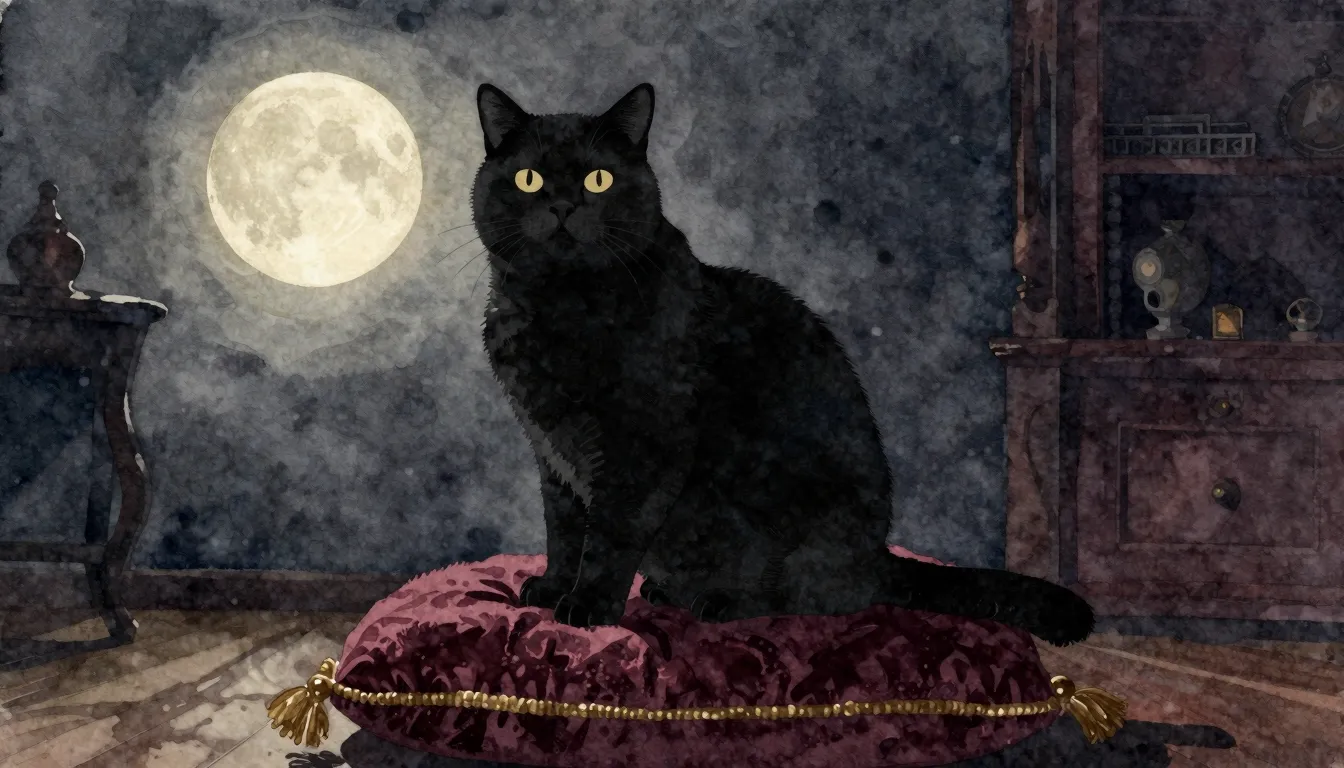 Watercolor style. A silhouette of a majestic British Shortha...