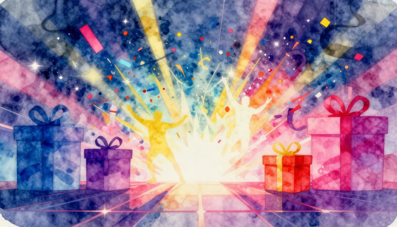 Watercolor style. Festive abstract background, bright neon c...