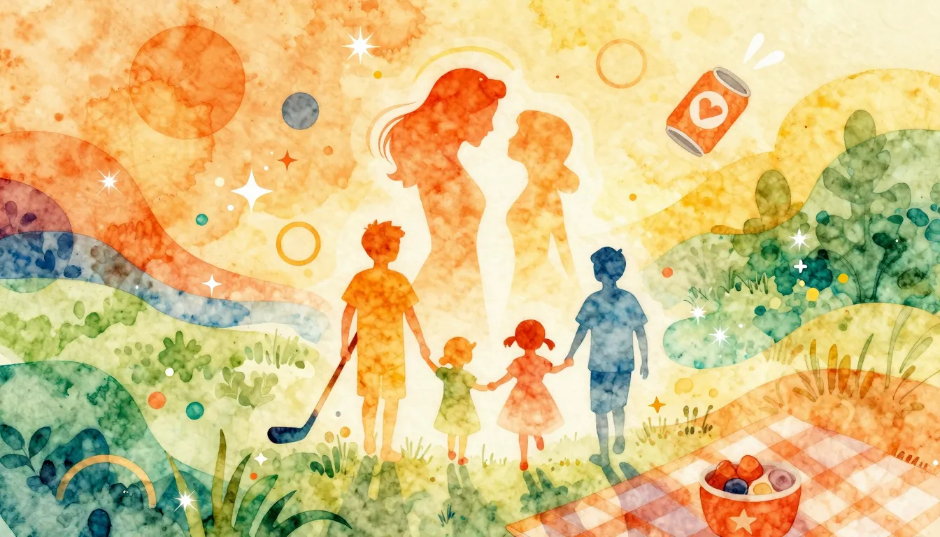 Vibrant watercolor style. Vibrant, warm, and nostalgic album...