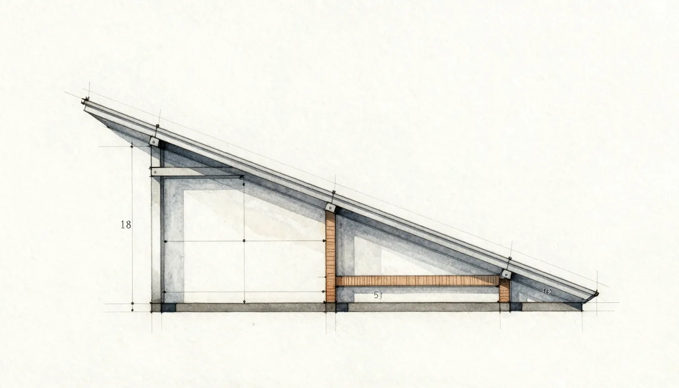 Watercolor style. A technical architectural drawing of a bui...