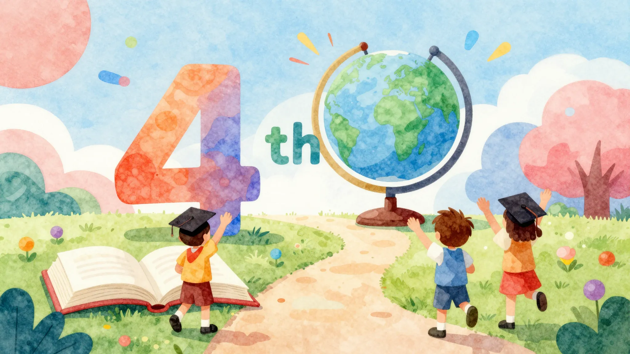 Vibrant watercolor style. Children's pop song. A vibrant, en...