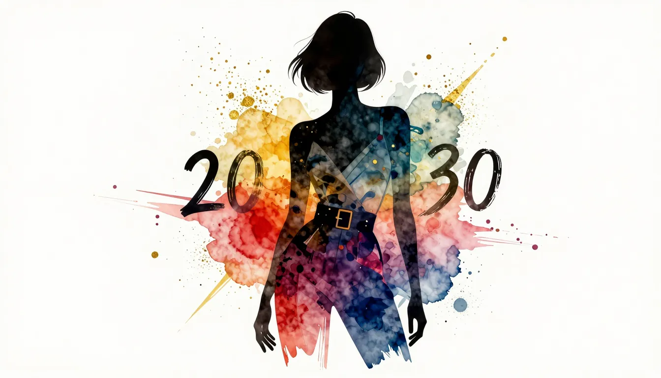 Watercolor style. A silhouette of a stylish woman in avant-g...