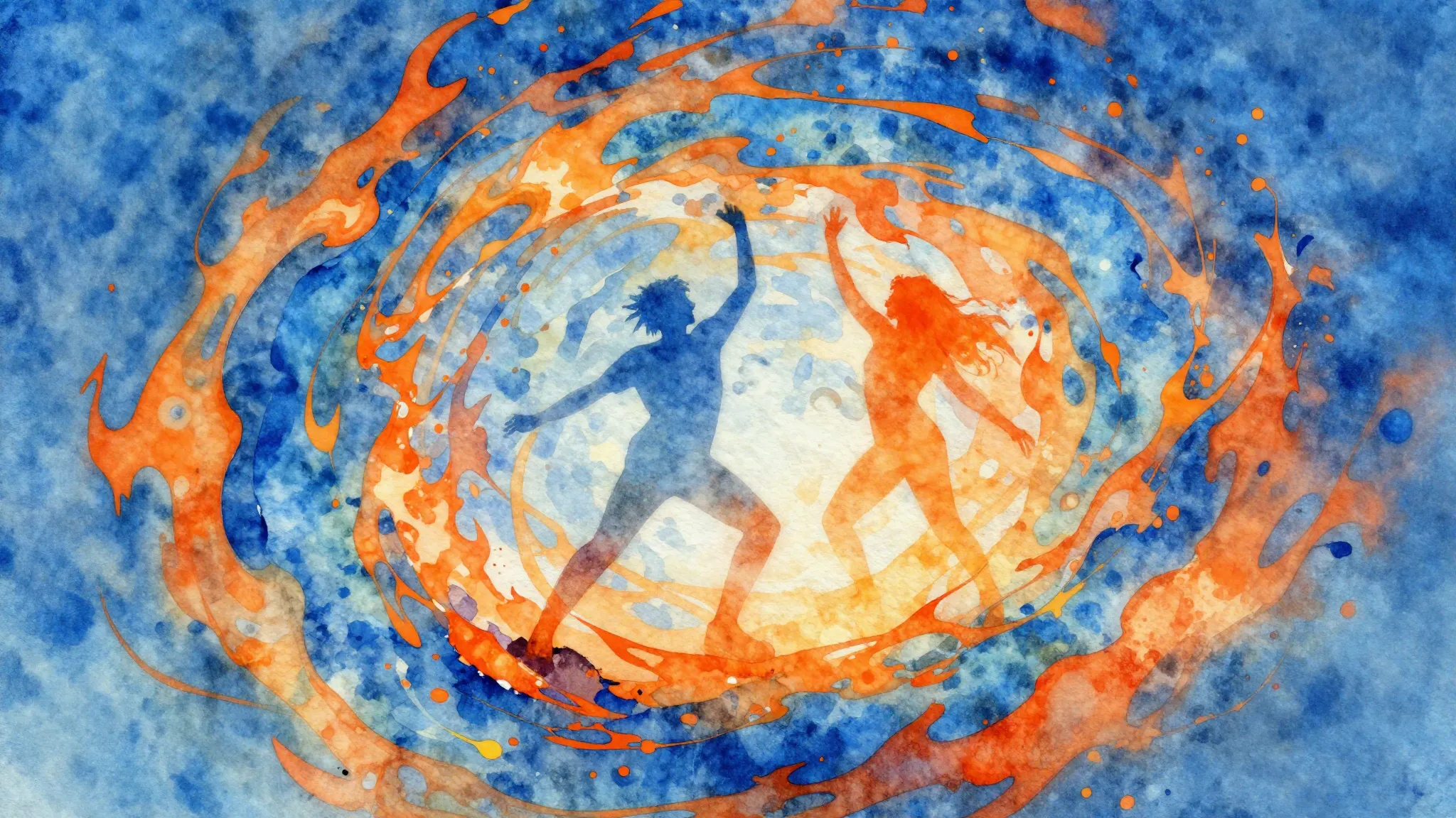 Vibrant watercolor style. Dynamic dance music album cover. A...