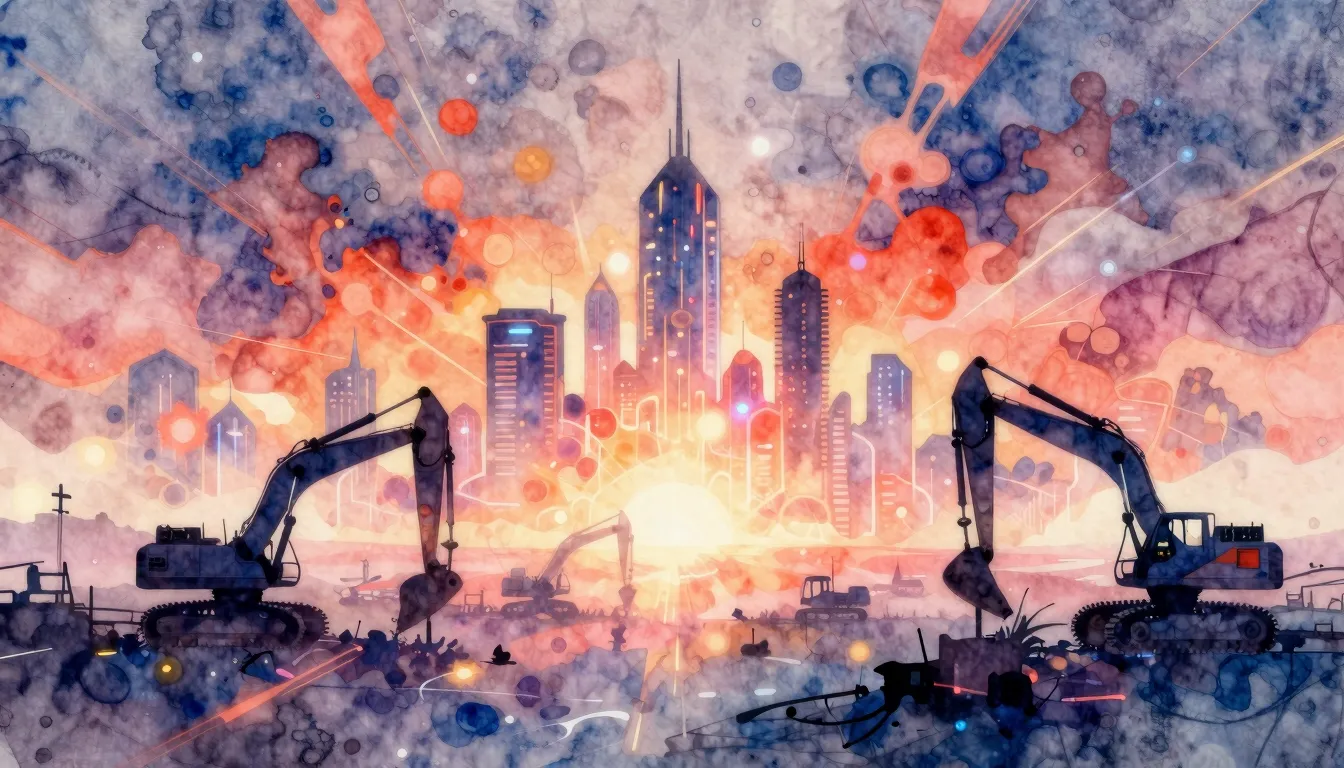 Vibrant watercolor style. Hypnagogic electronic album cover....