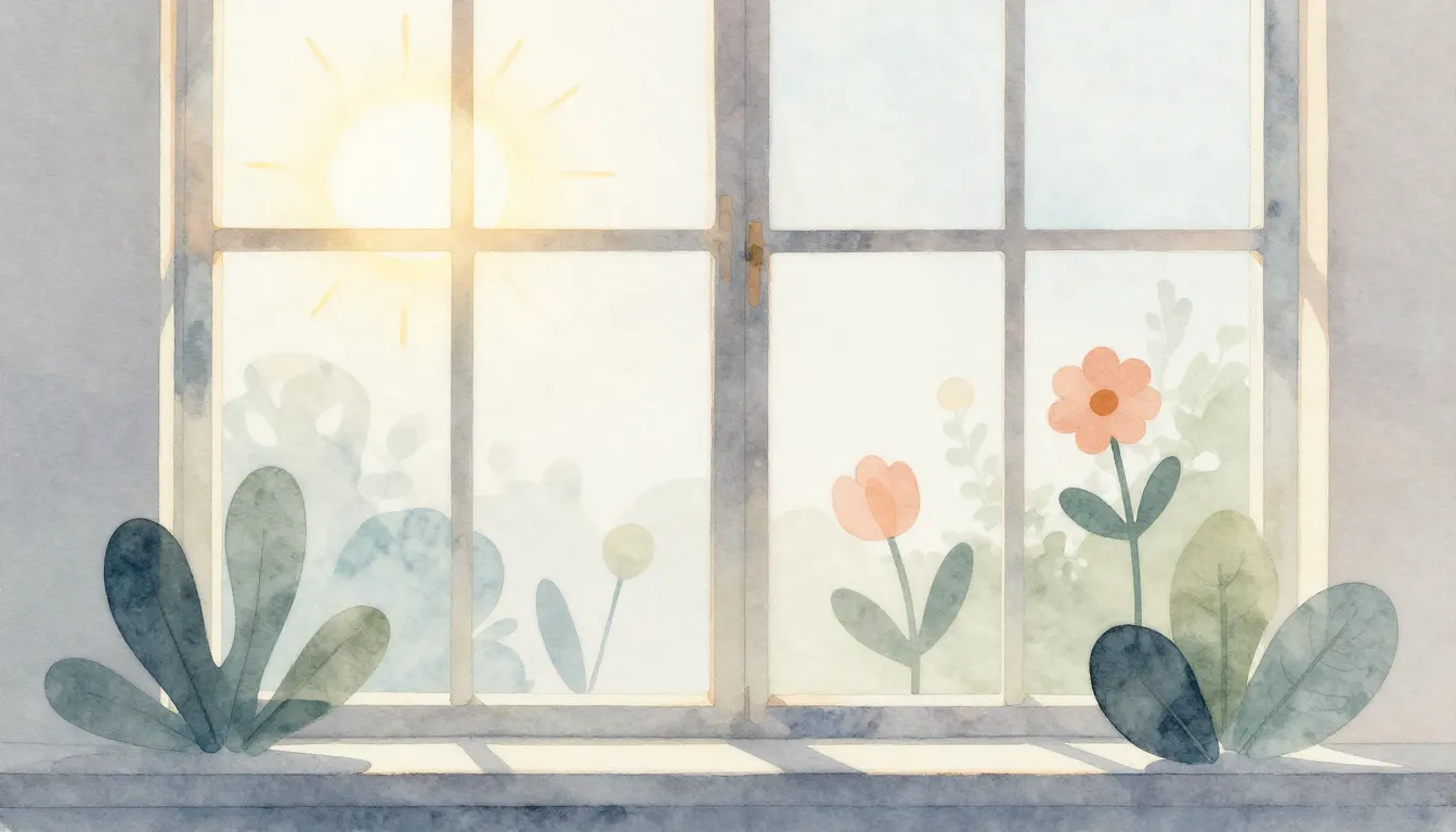 Watercolor style. A bright spring sun shining through a wind...