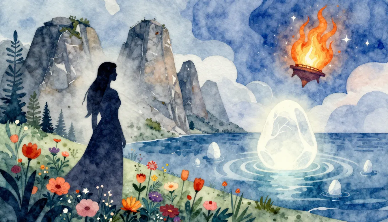 Watercolor style. Ancient Slavic goddess silhouette in a blo...