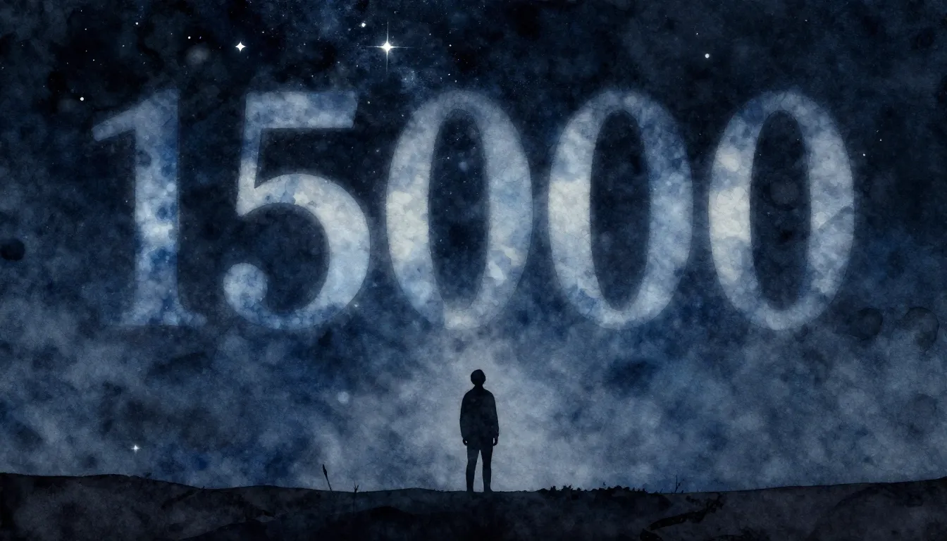 Watercolor style. Dark starry sky, silhouette of a lonely fi...