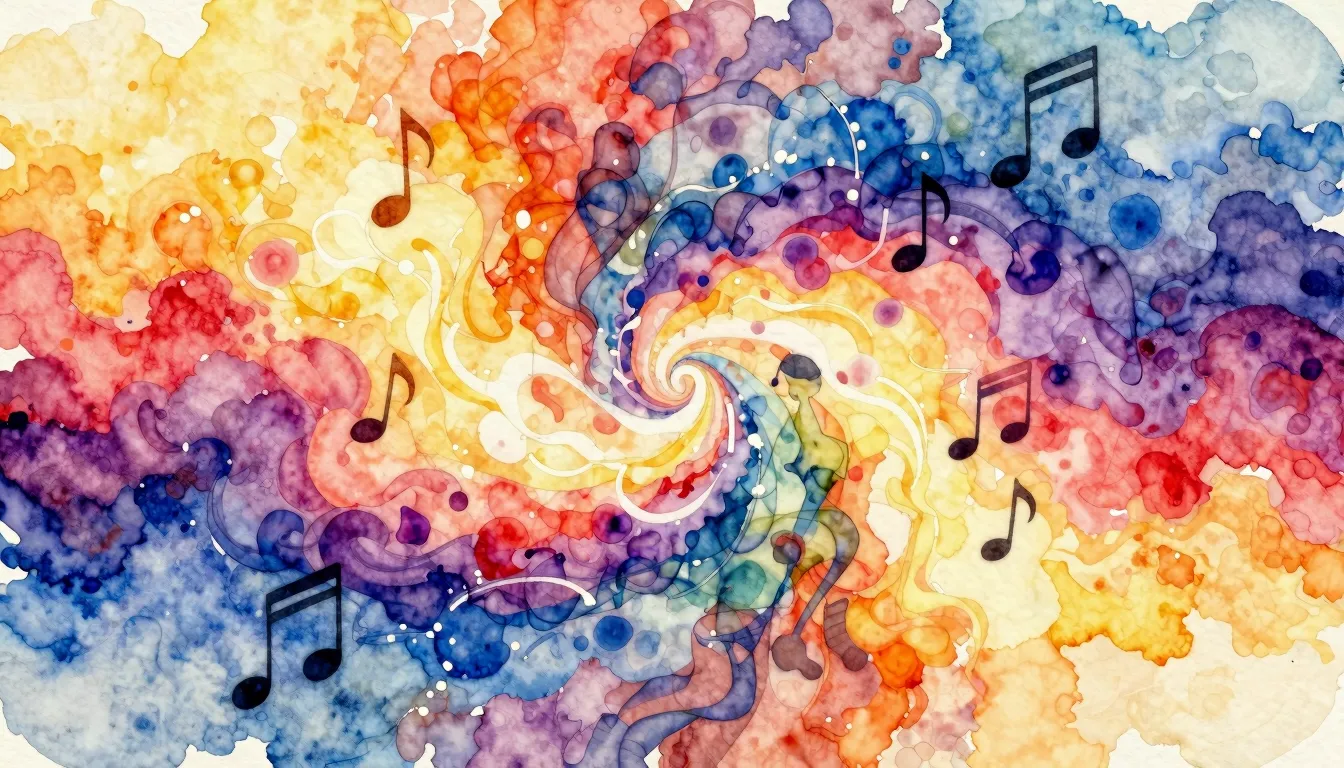 Vibrant watercolor style. Funk album cover. Abstract, vibran...