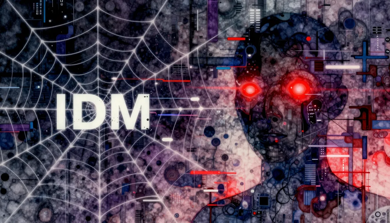 Vibrant watercolor style. IDM album cover: digital spiderweb...