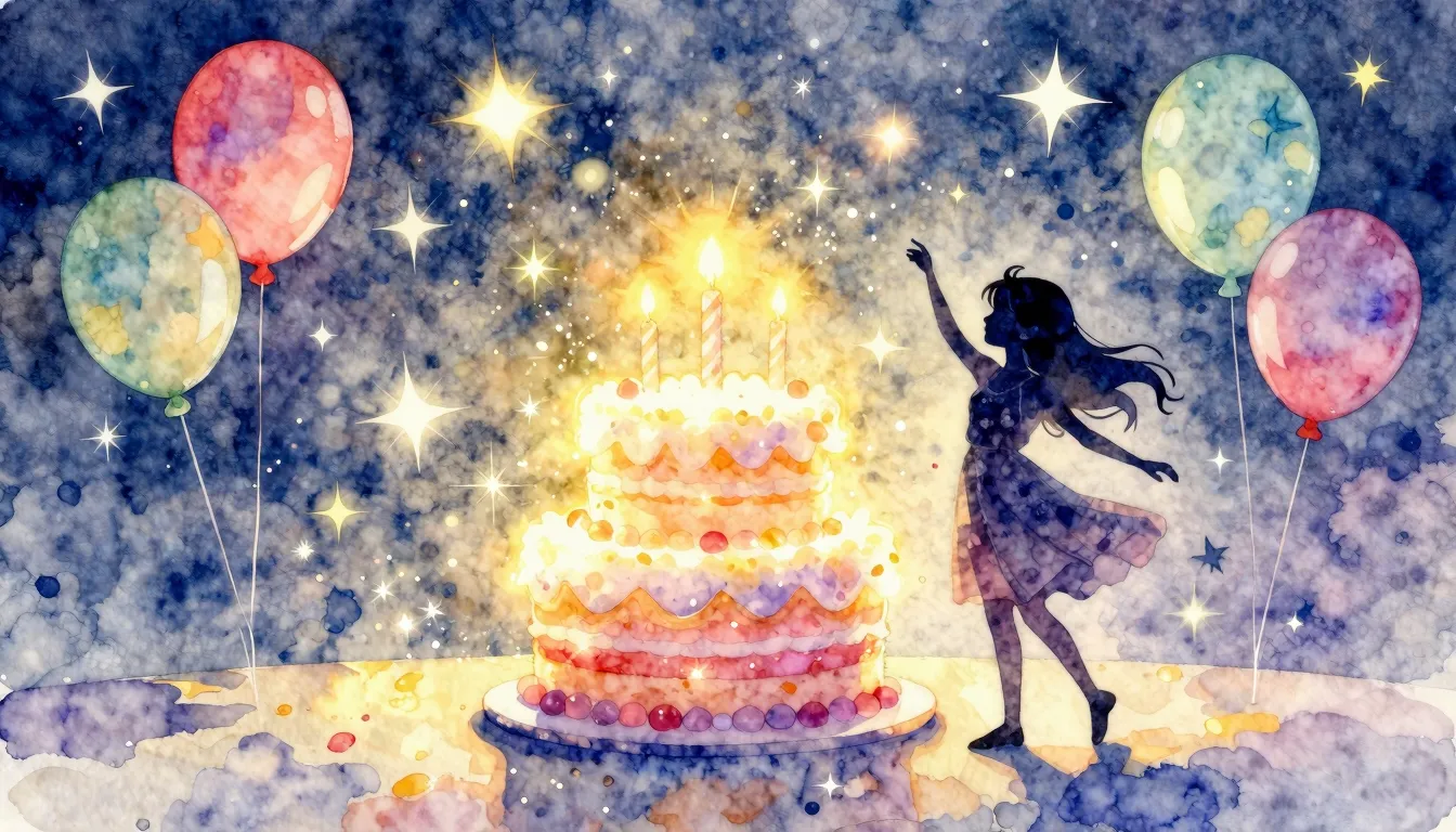 Watercolor style. A bright and festive birthday celebration ...