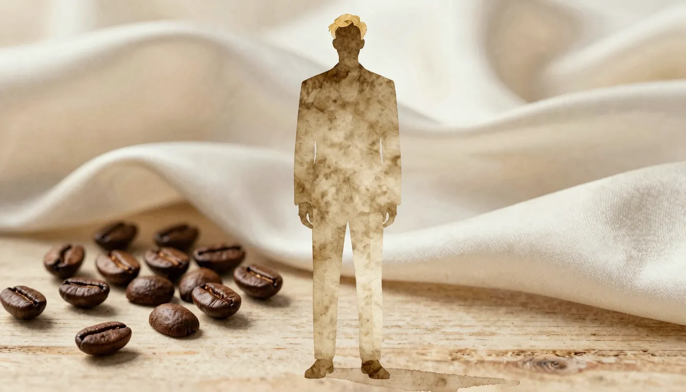 Watercolor style. Silhouette of a tall man with blonde hair,...