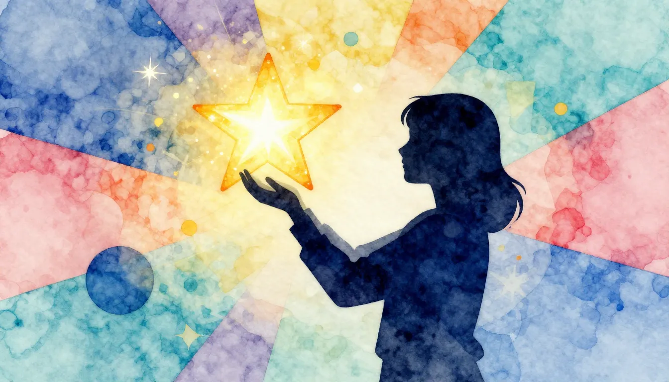 Watercolor style. A stylized silhouette of a person holding ...