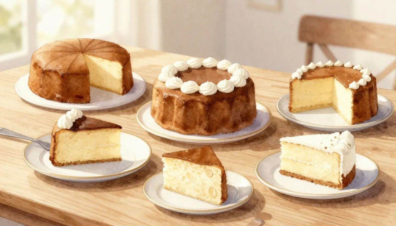 Watercolor style. A cozy wooden table with several different...