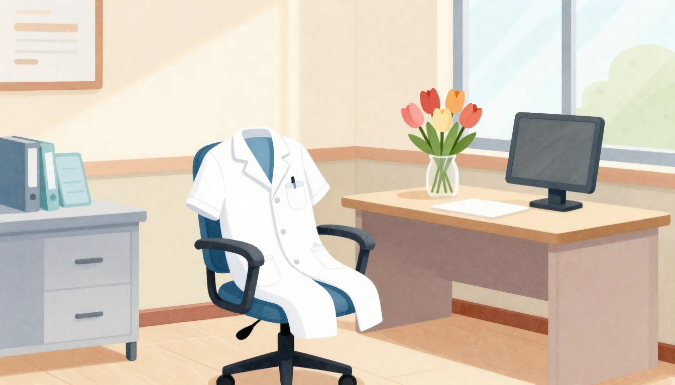 Watercolor style. A cozy school medical office, a white medi...