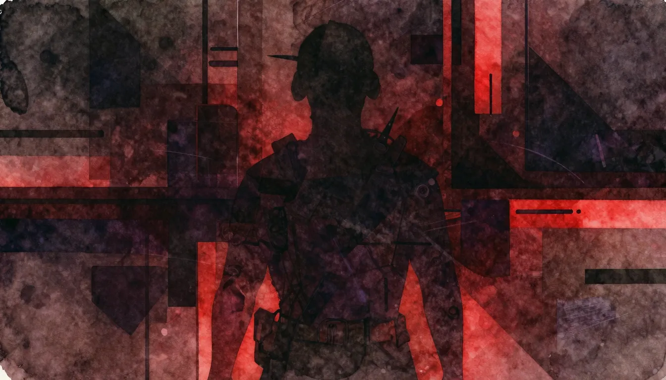 Vibrant watercolor style. Techno album cover: abstract, dark...