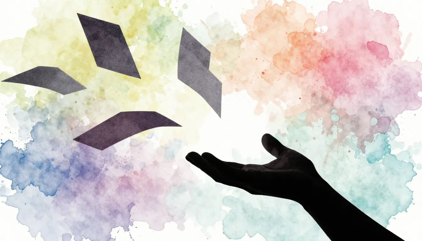 Watercolor style. Abstract art, silhouette of a hand reachin...