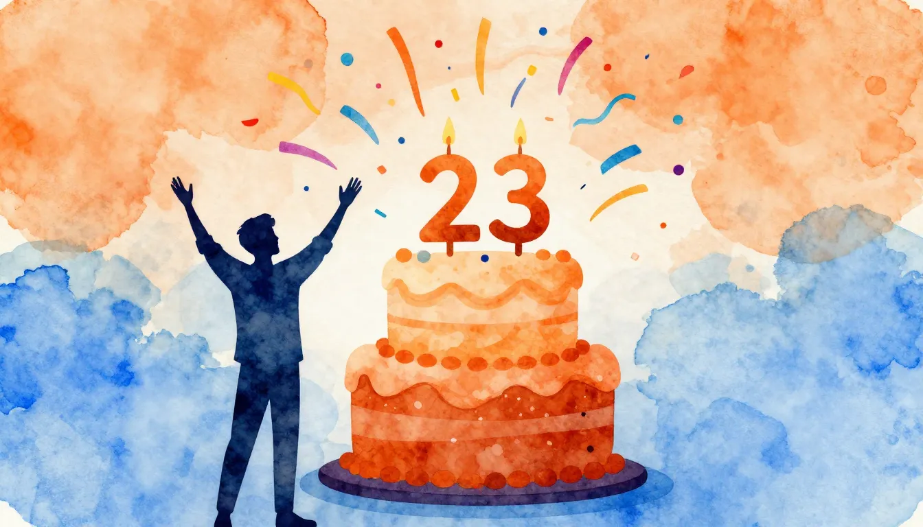 Watercolor style. A silhouette of a man celebrating, colorfu...