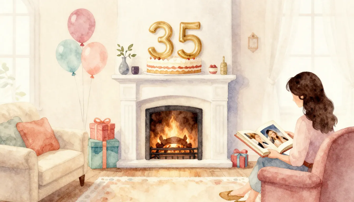 Watercolor style. A cozy living room with a fireplace, a lar...