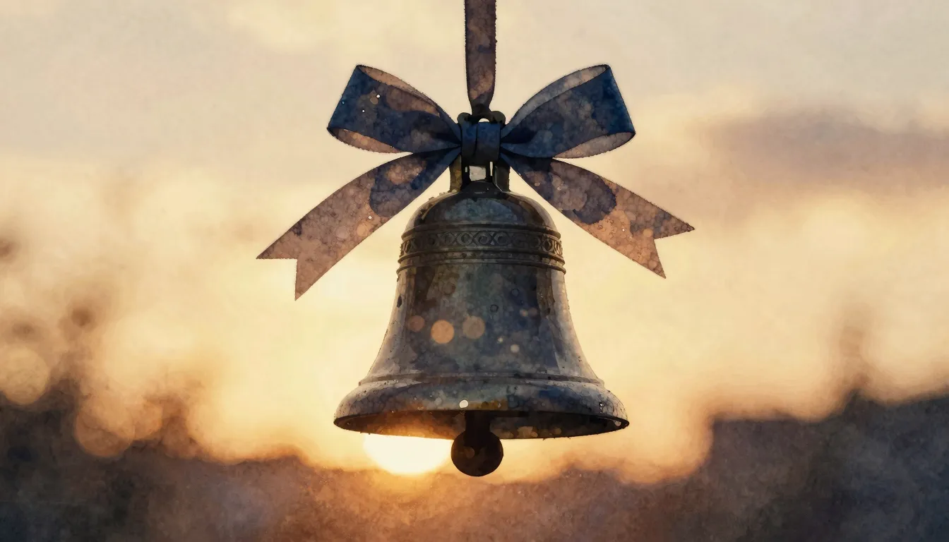 Watercolor style. A silhouette of a school bell decorated wi...