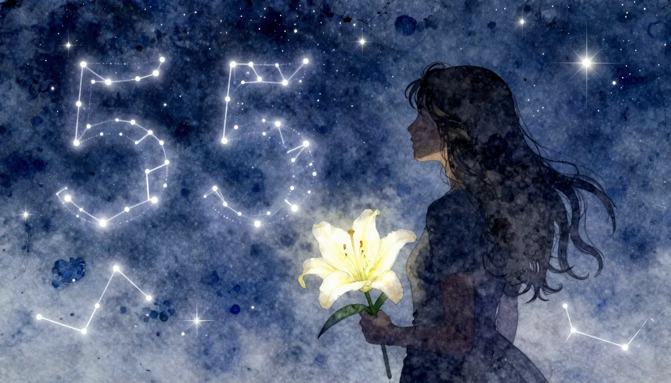 Watercolor style. A silhouette of a woman looking at a starr...