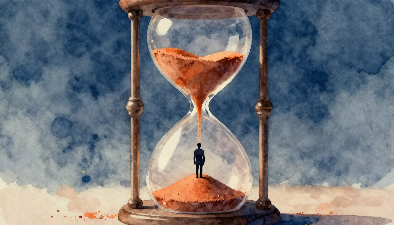 Watercolor style. Surreal silhouette of a person standing in...