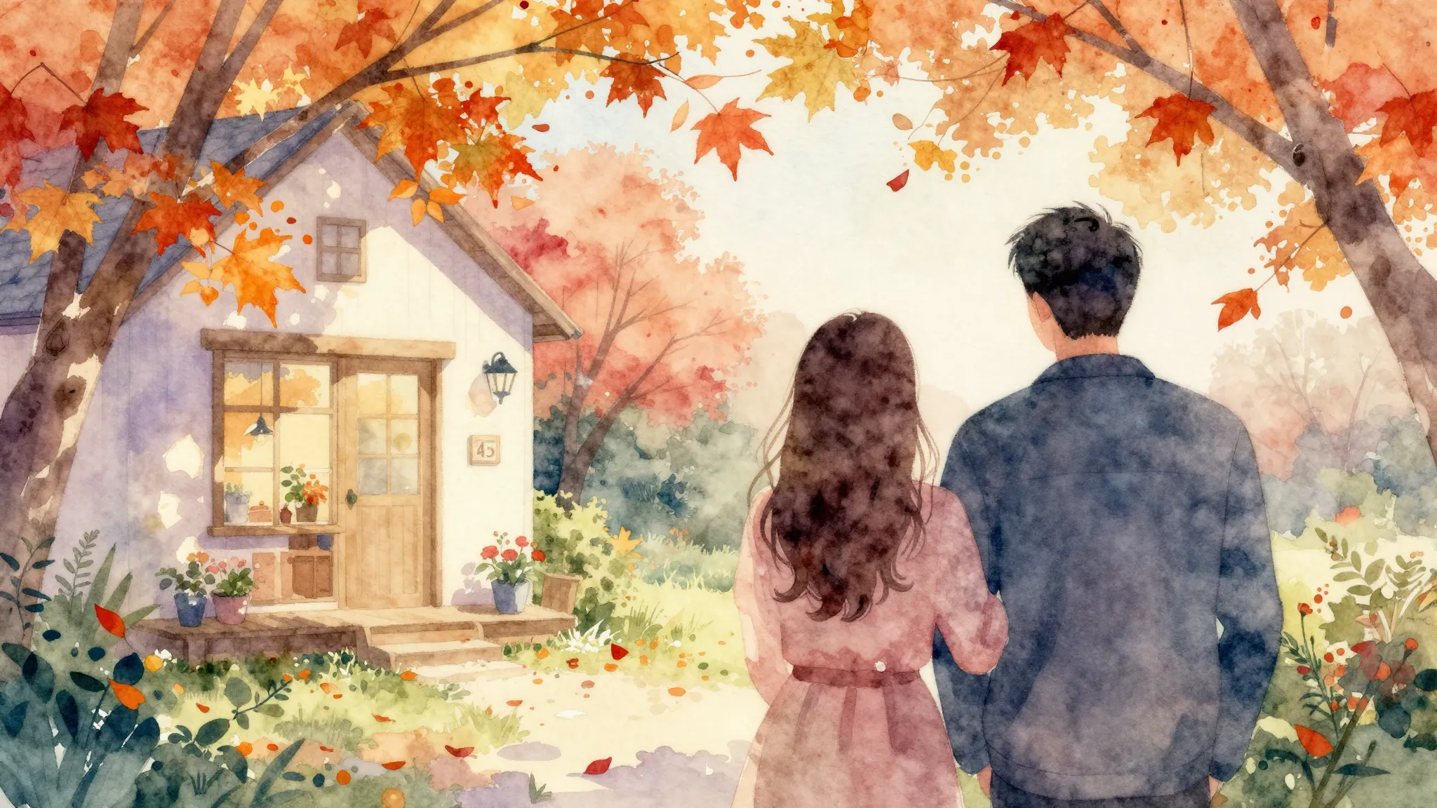 Vibrant watercolor style. "Romantic, heartfelt song cover. A...