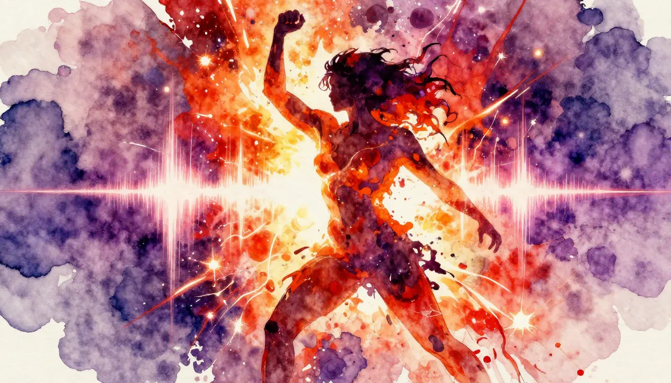 Vibrant watercolor style. Trap album cover, dynamic, fiery, ...