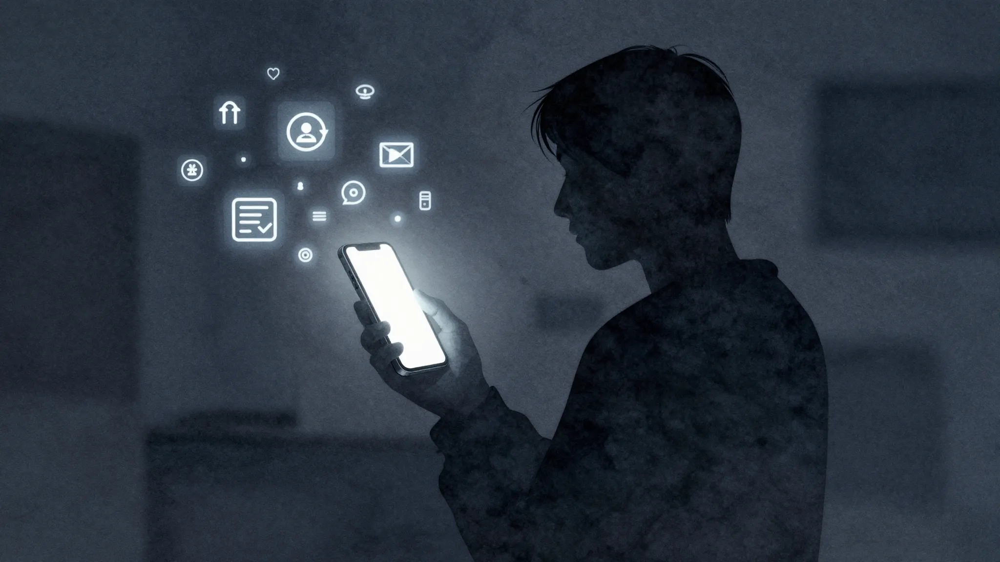 Watercolor style. A minimalist silhouette of a person holdin...