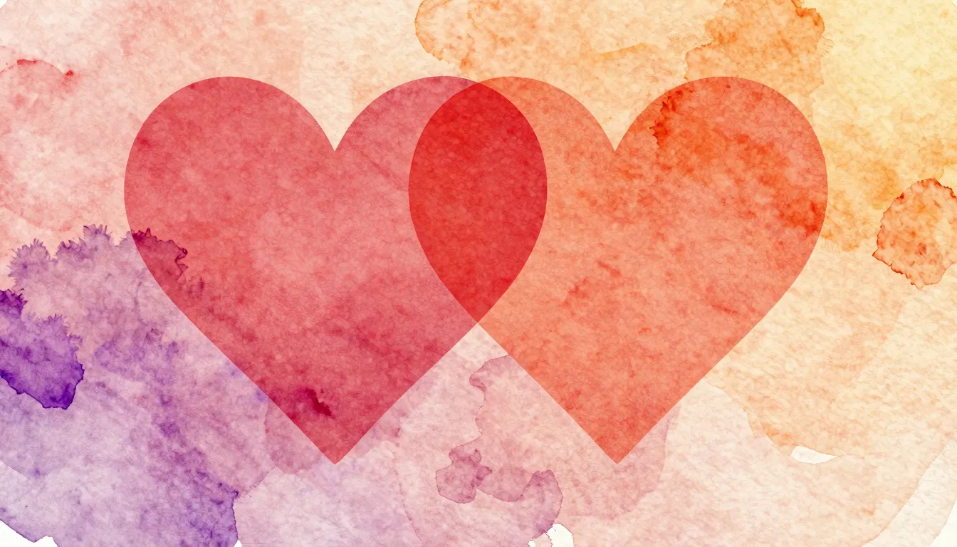 Vibrant watercolor style. Wedding song cover art. Two intert...