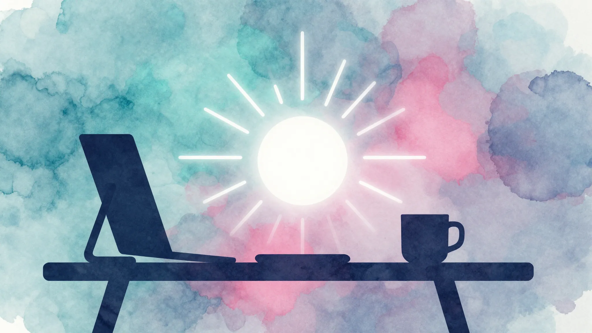 Watercolor style. A minimalist silhouette of a creative work...