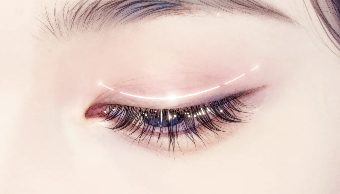 Watercolor style. Aesthetic close-up of long eyelashes with ...