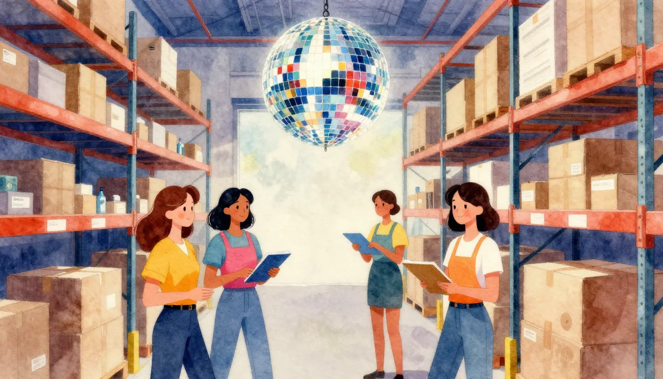 Vibrant watercolor style. Disco-themed album cover for a son...