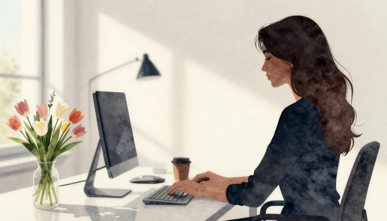 Watercolor style. Silhouette of a graceful brunette woman in...