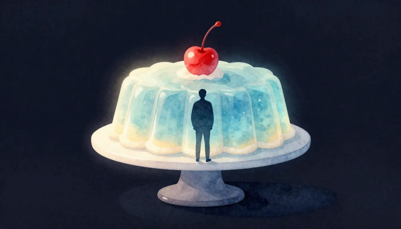 Watercolor style. A silhouette of a man standing before a gl...