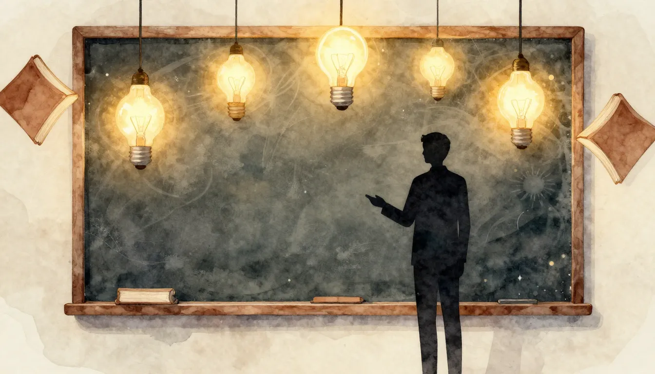 Watercolor style. A minimalist silhouette of a teacher stand...