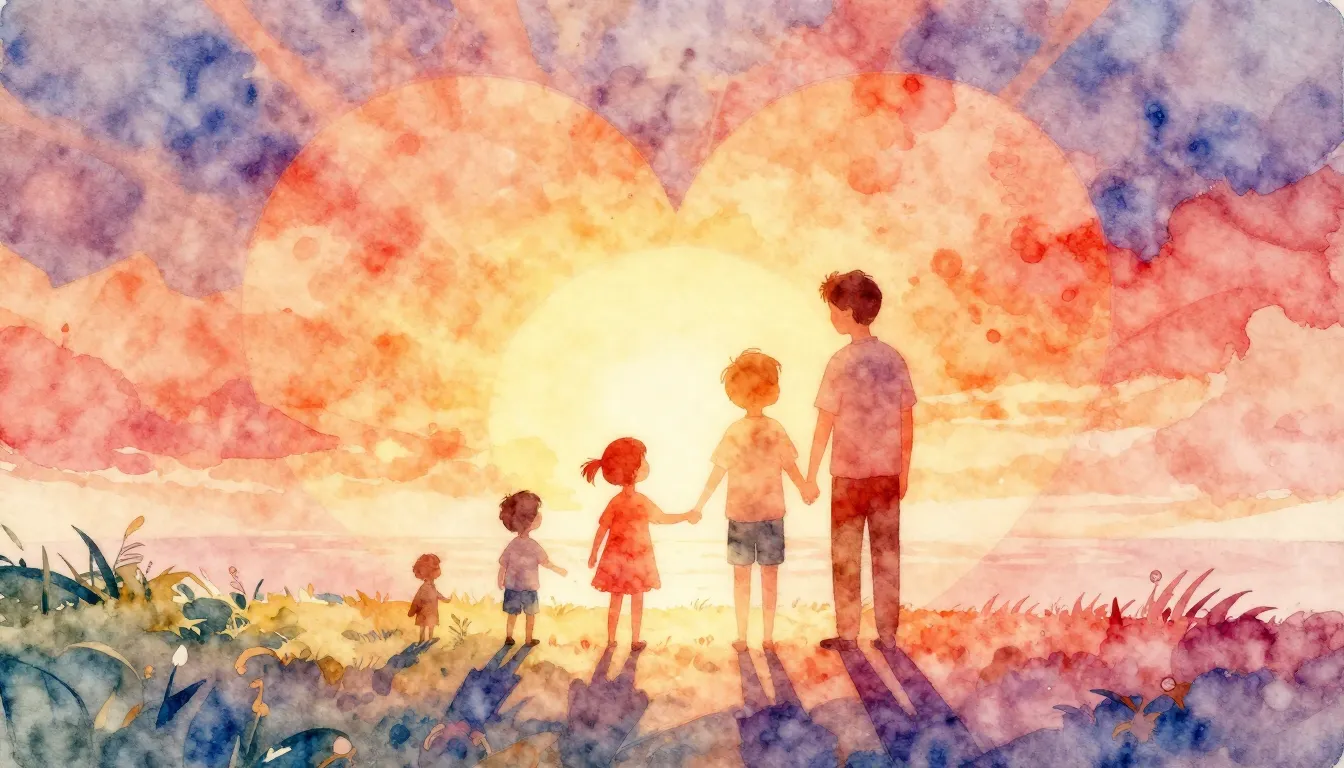 Vibrant watercolor style. A heartwarming, nostalgic album co...