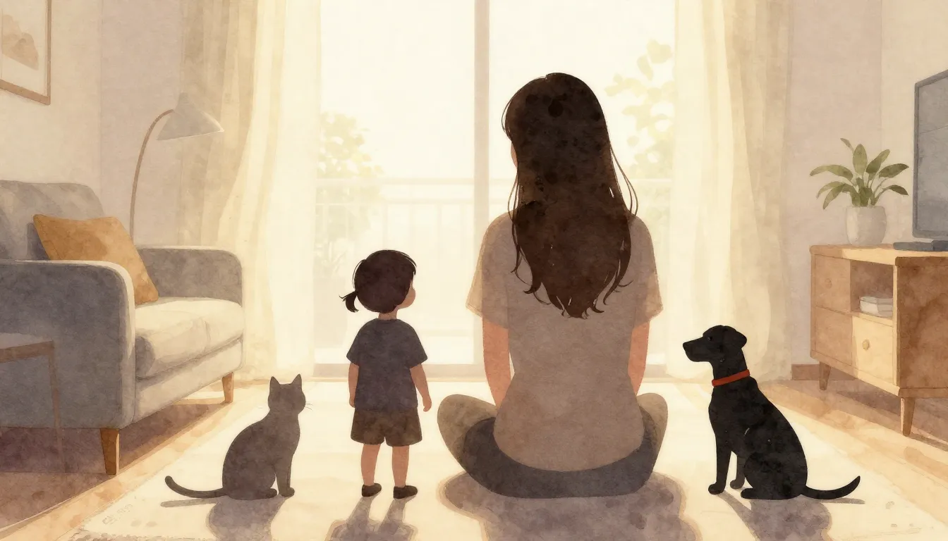 Watercolor style. Silhouette of a woman with long dark hair ...