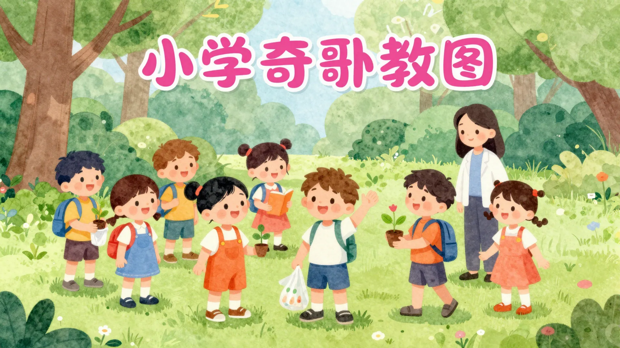 Vibrant watercolor style. Children's pop song album cover. B...