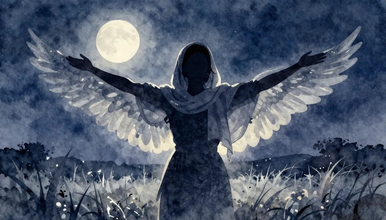 Watercolor style. Silhouette of a strong woman standing in a...