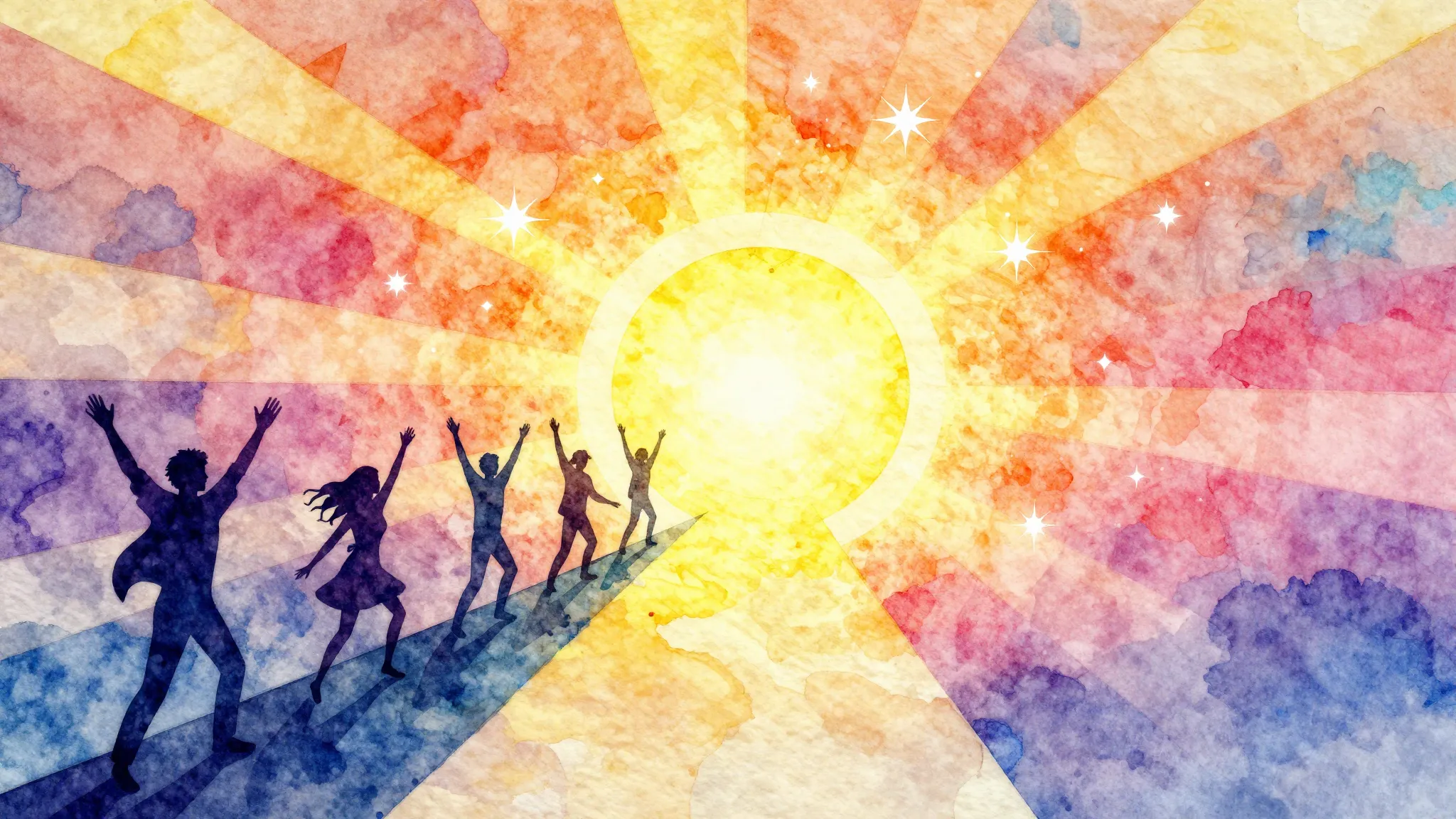 Vibrant watercolor style. Vibrant, energetic pop album cover...
