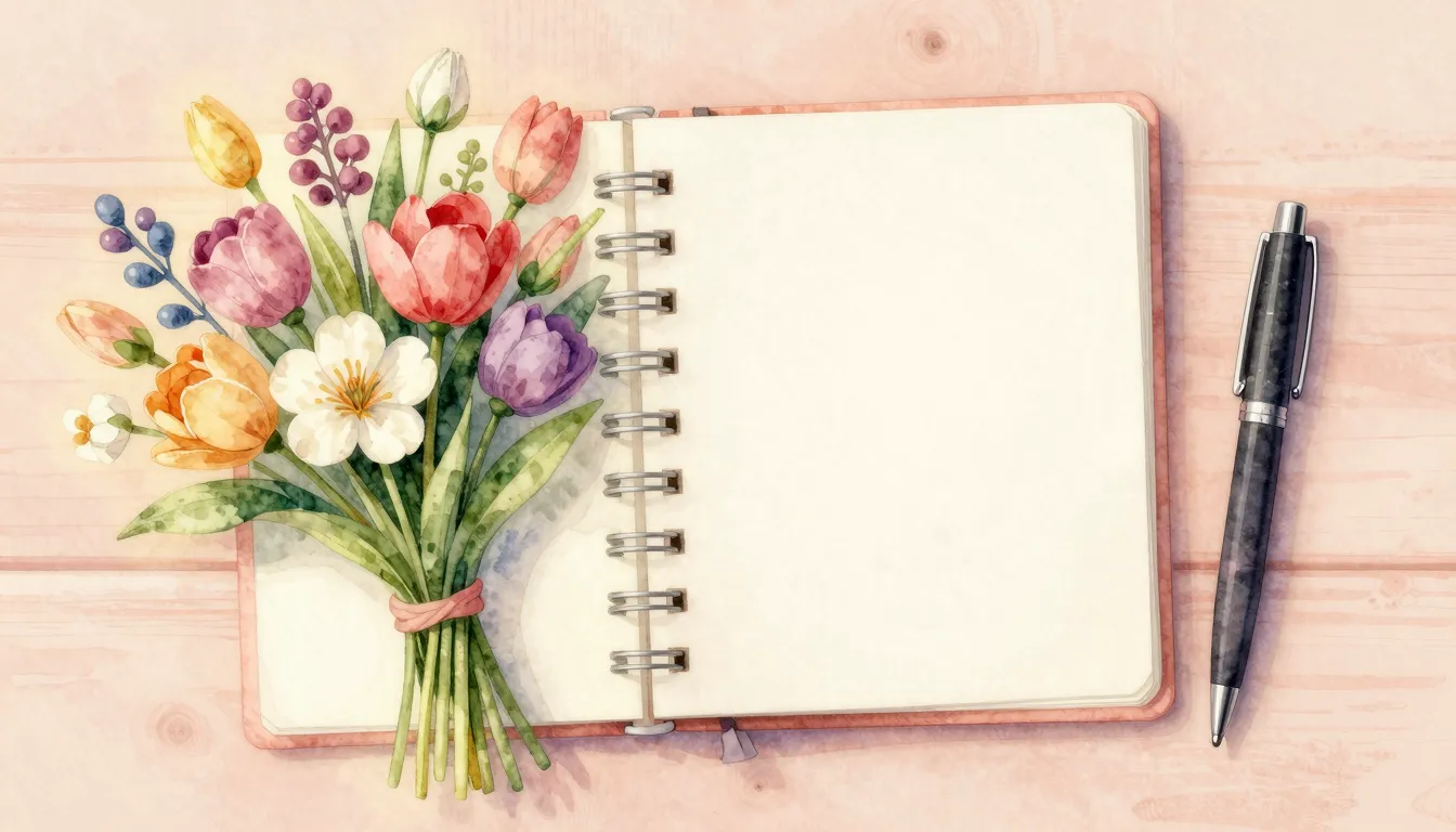 Watercolor style. A beautiful bouquet of spring flowers next...