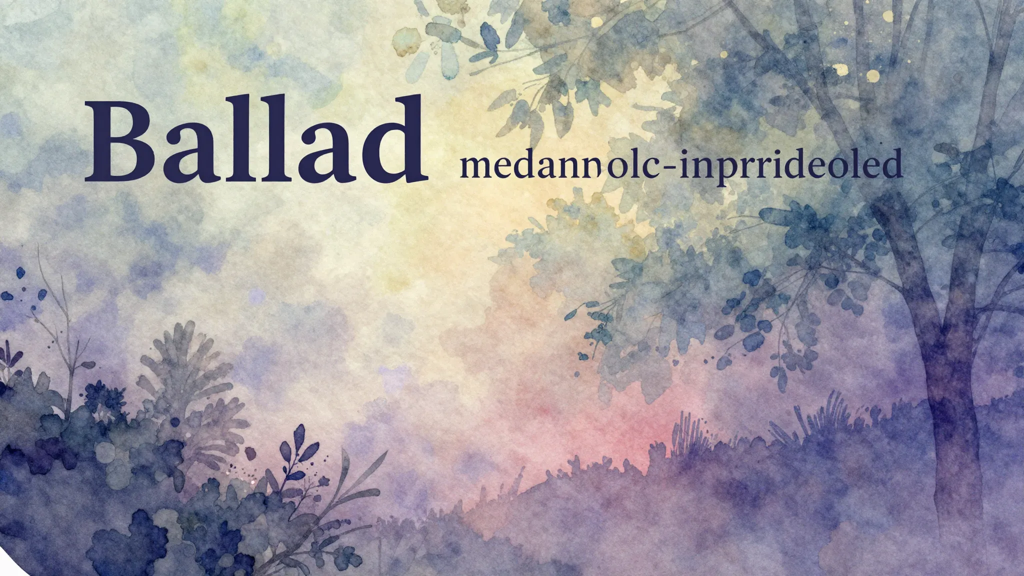 Vibrant watercolor style. "Ballad song cover: melancholic, e...
