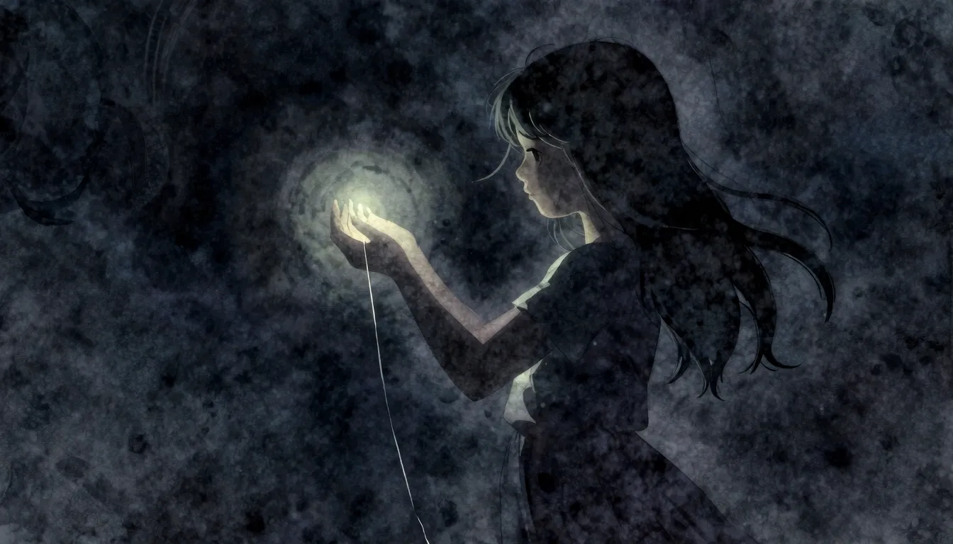 Watercolor style. Silhouette of a girl holding a glowing thr...